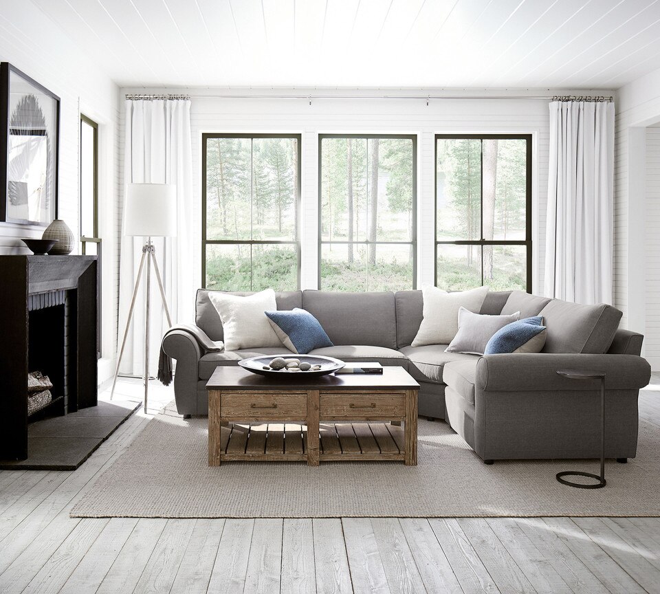 Pearce Roll Arm Upholstered 3Piece Sectional with Wedge Pottery Barn